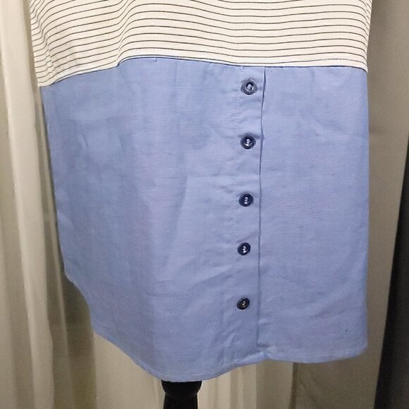 Doe & Rae Women Phoebe Stripe And Chambray, Ivory Blue Tunic Dress Size M - Picture 5 of 6